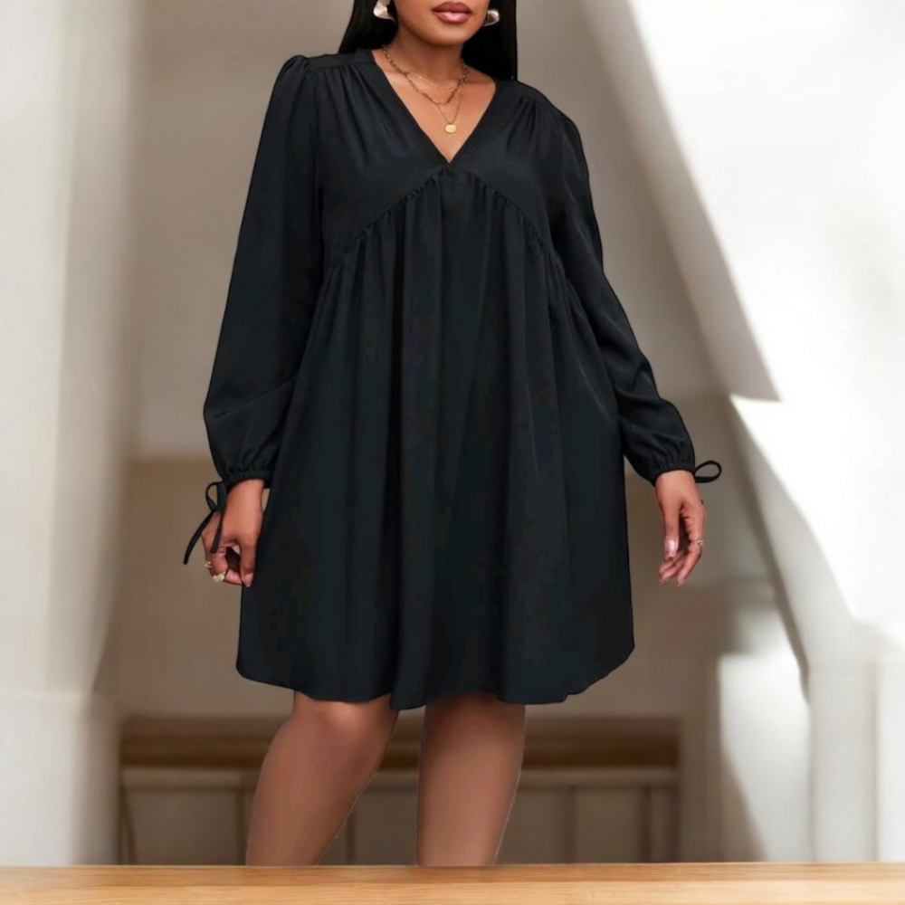 SHEIN VCAY Plus V-neck Knot Cuff Dress 3X